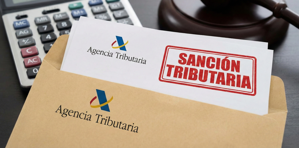 La imagen muestra una sanción por parte de Agencia Tributaria.
